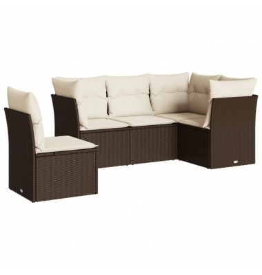  Sofos komplektas su pagalvėlėmis, 5 dalių, rudas, poliratanas - Lauko baldų komplektai - 2