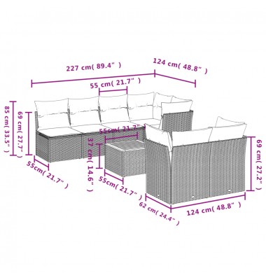  Sofos komplektas su pagalvėlėmis, 8 dalių, smėlio, poliratanas - Lauko baldų komplektai - 3