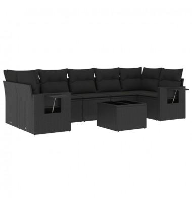  Sofos komplektas su pagalvėlėmis, 8 dalių, juodas, poliratanas - Lauko baldų komplektai - 2