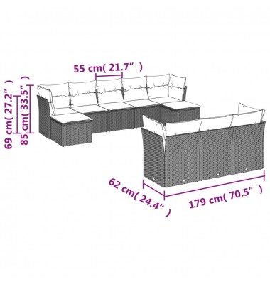  Sodo komplektas su pagalvėlėmis, 10 dalių, juodas, poliratanas - Lauko baldų komplektai - 3