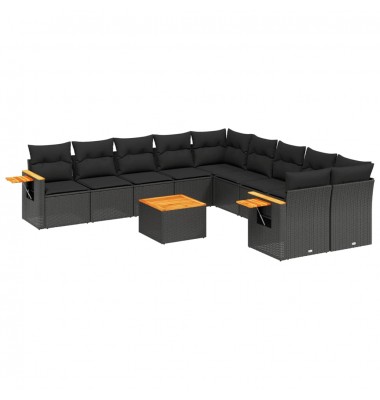  Sodo komplektas su pagalvėlėmis, 11 dalių, juodas, poliratanas - Lauko baldų komplektai - 2