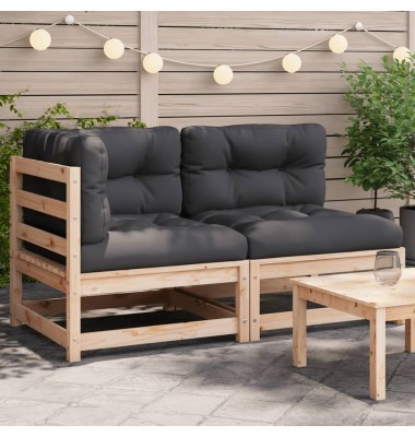  Dvivietė sodo sofa su pagalvėlėmis, pušies medienos masyvas - Moduliniai lauko baldai - 1