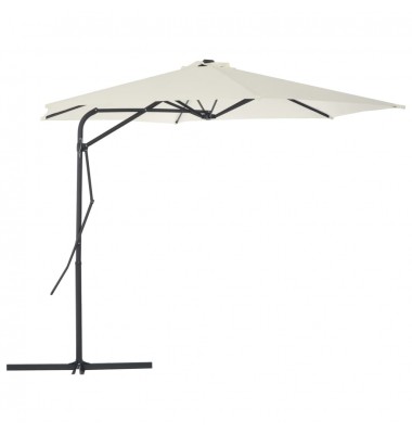  Lauko skėtis su plieniniu stulpu, smėlio sp., 300 cm - Lauko skėčiai, uždangos nuo saulės - 1