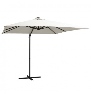  Gembinis skėtis su LED/plieniniu stulpu, smėlio, 250x250cm - Lauko skėčiai, uždangos nuo saulės - 1