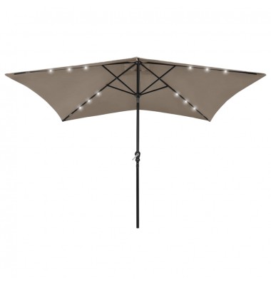  Skėtis nuo saulės su LED ir plieno stulpu, taupe, 2x3m - Lauko skėčiai, uždangos nuo saulės - 1
