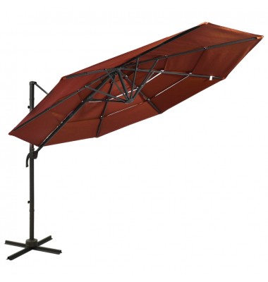  Skėtis su aliuminiu stulpu, terakota, 3x3m, 4 aukščių - Lauko skėčiai, uždangos nuo saulės - 1