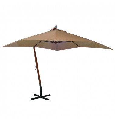  Kabantis skėtis su stulpu, taupe spalvos, 3x3m, eglės masyvas - Lauko skėčiai, uždangos nuo saulės - 1