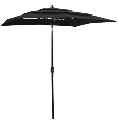 Skėtis nuo saulės su aliuminiu stulpu, juodas, 2x2m, 3 aukščių - Lauko skėčiai, uždangos nuo saulės - 1