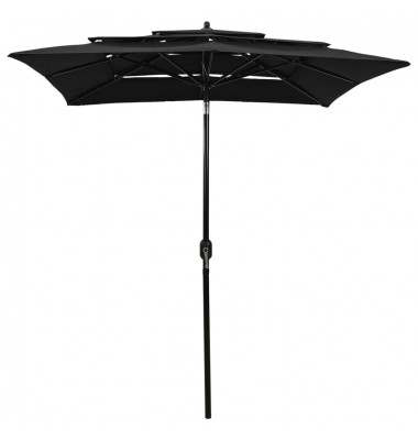  Skėtis nuo saulės su aliuminiu stulpu, juodas, 2x2m, 3 aukščių - Lauko skėčiai, uždangos nuo saulės - 2