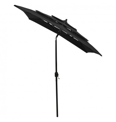  Skėtis nuo saulės su aliuminiu stulpu, juodas, 2x2m, 3 aukščių - Lauko skėčiai, uždangos nuo saulės - 3