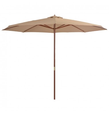  Lauko skėtis su mediniu stulpu, taupe spalvos, 350 cm - Lauko skėčiai, uždangos nuo saulės - 1