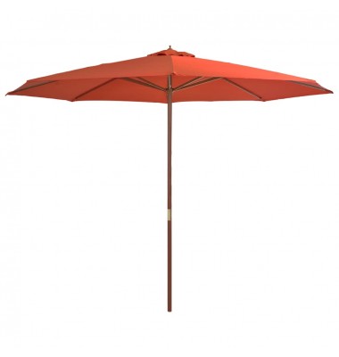  Lauko skėtis su mediniu stulpu, terakota sp., 350 cm - Lauko skėčiai, uždangos nuo saulės - 1