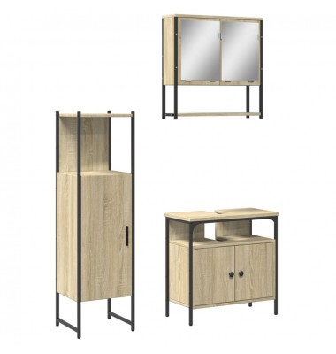 Vonios baldų komplektas, 3 dalių, ąžuolo, apdirbta mediena - Vonios baldų komplektai - 2