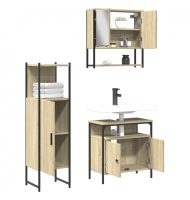  Vonios baldų komplektas, 3 dalių, ąžuolo, apdirbta mediena - Vonios baldų komplektai - 4