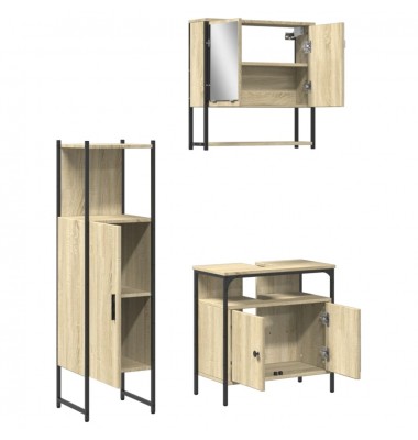  Vonios baldų komplektas, 3 dalių, ąžuolo, apdirbta mediena - Vonios baldų komplektai - 5