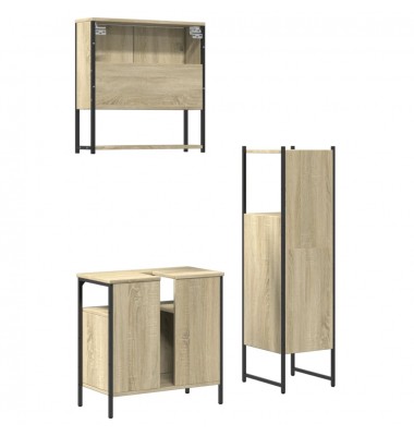 Vonios baldų komplektas, 3 dalių, ąžuolo, apdirbta mediena - Vonios baldų komplektai - 8