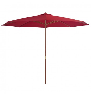  Lauko skėtis su mediniu stulpu, vyšninės spalvos, 350 cm - Lauko skėčiai, uždangos nuo saulės - 1