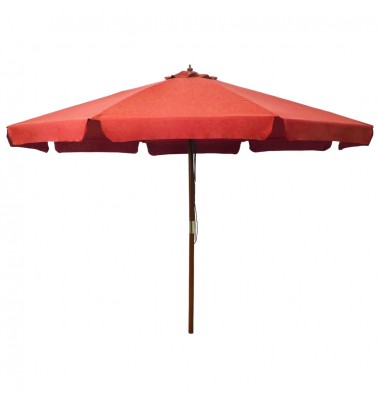  Lauko skėtis su mediniu stulpu, terakota spalvos, 330cm - Lauko skėčiai, uždangos nuo saulės - 1