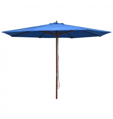  Lauko skėtis su mediniu stulpu, mėlynos spalvos, 350cm - Lauko skėčiai, uždangos nuo saulės - 1
