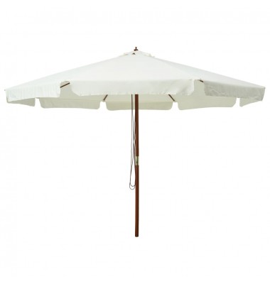  Lauko skėtis su mediniu stulpu, smėlio baltos spalvos, 330cm - Lauko skėčiai, uždangos nuo saulės - 1