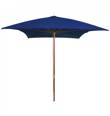  Lauko skėtis su mediniu stulpu, mėlynos spalvos, 200x300cm - Lauko skėčiai, uždangos nuo saulės - 1