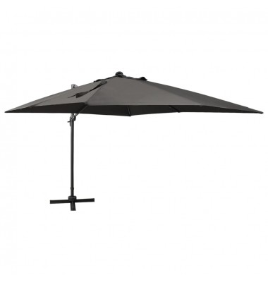 Gembinis skėtis su stulpu ir LED lemputėmis, antracito, 300cm - Lauko skėčiai, uždangos nuo saulės - 1