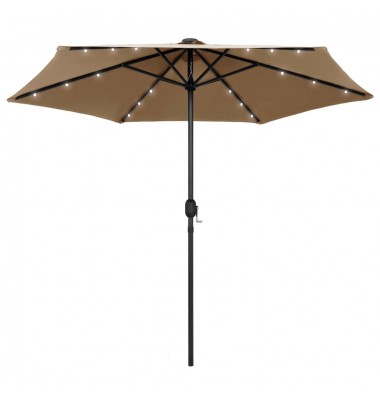  Skėtis su LED lemputėmis ir aliuminio stulpu, taupe, 270cm - Lauko skėčiai, uždangos nuo saulės - 1