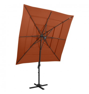  Skėtis su aliuminiu stulpu, terakota, 250x250cm, 4 aukščių - Lauko skėčiai, uždangos nuo saulės - 1