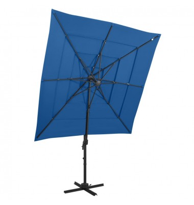  Skėtis su aliuminiu stulpu, mėlynas, 250x250cm, 4 aukščių - Lauko skėčiai, uždangos nuo saulės - 1