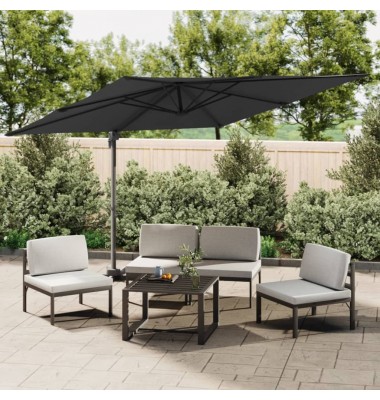  Gembės formos skėtis su aliuminio stulpu, juodas, 400x300cm - Lauko skėčiai, uždangos nuo saulės - 1