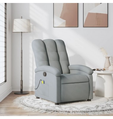  Atlošiamas masažinis krėslas, šviesiai pilkos spalvos, audinys - Foteliai, krėslai - 1