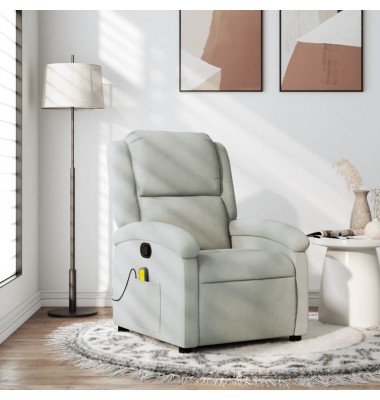  Atlošiamas masažinis krėslas, šviesiai pilkos spalvos, aksomas - Foteliai, krėslai - 1