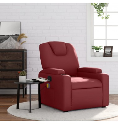  Atlošiamas masažinis krėslas, raudonojo vyno, dirbtinė oda - Foteliai, krėslai - 1