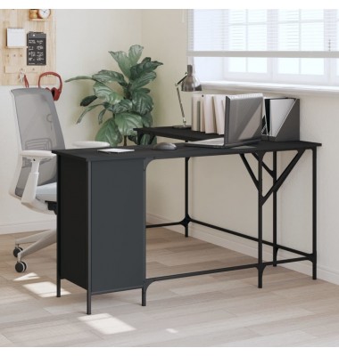  Rašomasis stalas, juodas, 141x141x75cm, apdirbta mediena - Rašomieji stalai - 1