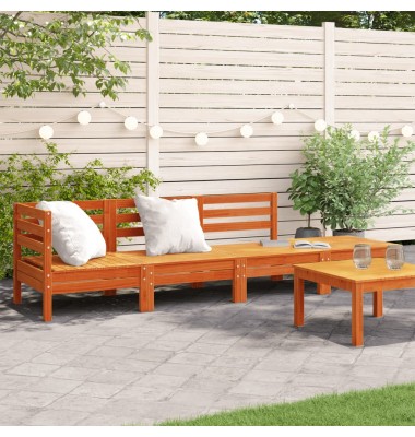  Keturvietė sodo sofa, vaško ruda, pušies medienos masyvas - Moduliniai lauko baldai - 1