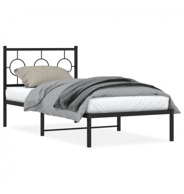  Metalinis lovos rėmas su galvūgaliu, juodos spalvos, 90x200cm - Lovos - 1
