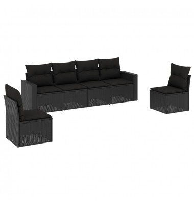  Sofos komplektas su pagalvėlėmis, 6 dalių, juodas, poliratanas - Lauko baldų komplektai - 2