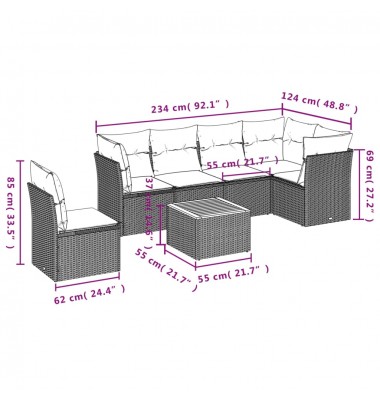  Sofos komplektas su pagalvėlėmis, 7 dalių, juodas, poliratanas - Lauko baldų komplektai - 3