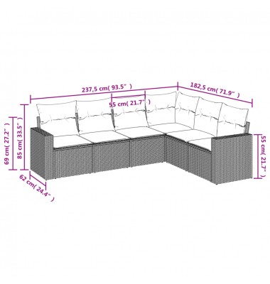  Sofos komplektas su pagalvėlėmis, 6 dalių, rudas, poliratanas - Lauko baldų komplektai - 3