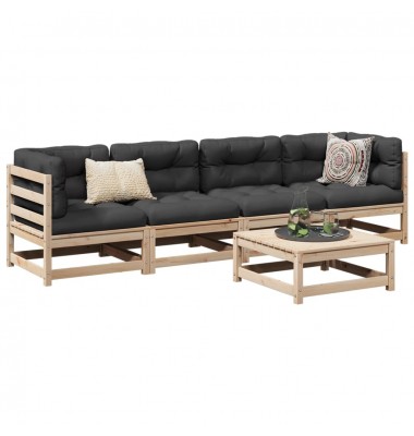  Sodo sofos komplektas, 5 dalių, pušies medienos masyvas - Lauko baldų komplektai - 1