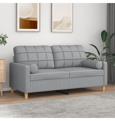  Dvivietė sofa su pagalvėlėmis, šviesiai pilka, 140cm, audinys - Sofos, sofos-lovos - 1