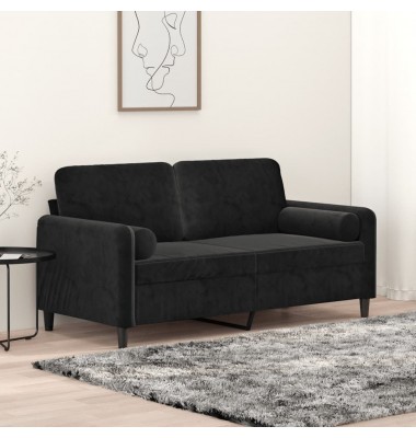  Dvivietė sofa su pagalvėlėmis, juodos spalvos, 140cm, aksomas - Sofos, sofos-lovos - 1